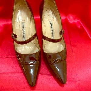 Manolo Blahnik brown patent leather! A steal!!